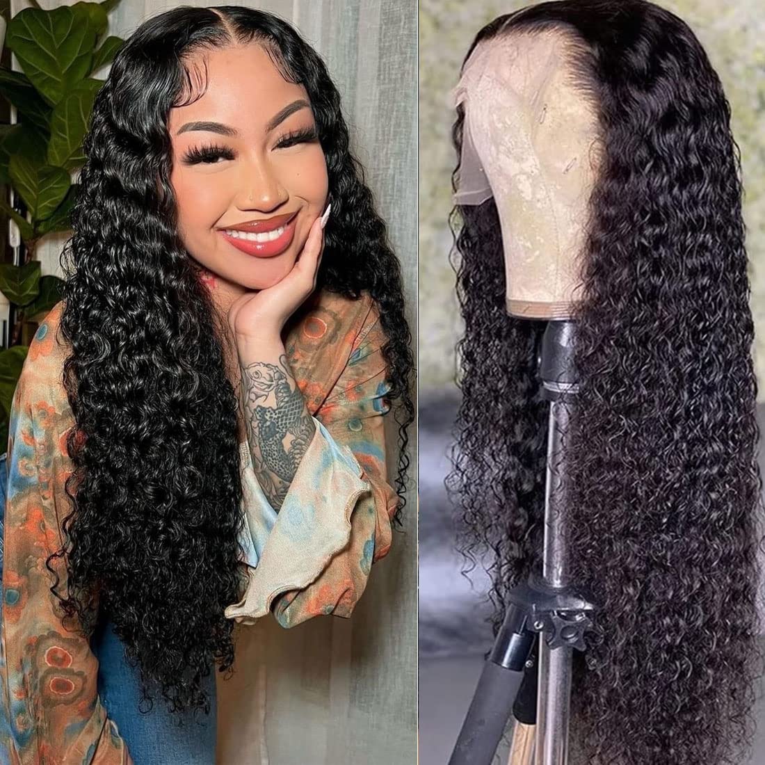 4GIRL4EVER Deep Wave Lace Front Wigs Human Hair 180% Denisty 13X4 Deep Wave  Frontal Wigs