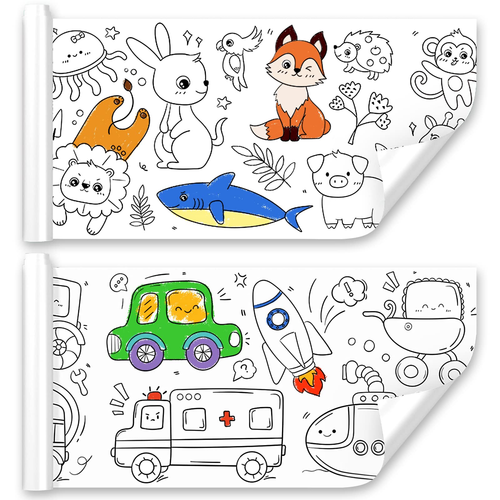 2 Pcs Children's Drawing Roll, Coloring Paper Roll for Kids, 11811.8