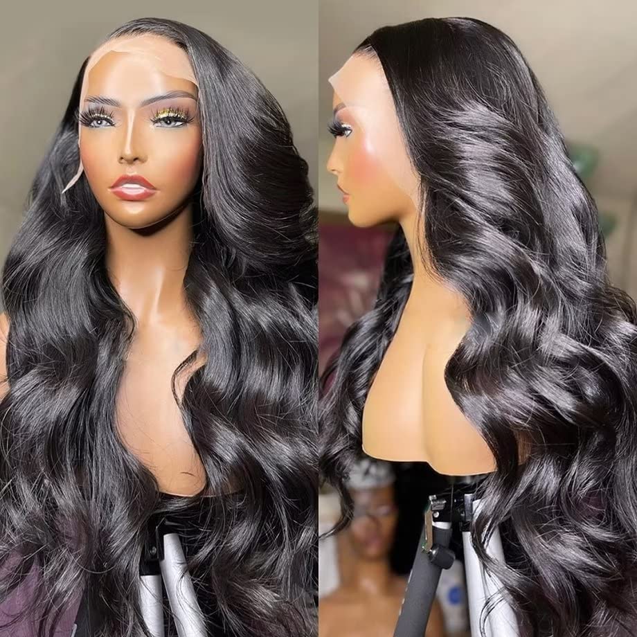 13X4 Lace Front Wigs Human Hair Pre Plucked With Baby Hair 26Inch Body Wave  Lace Front Wigs Human Hair 180% Density Glueless Transparent HD Lace