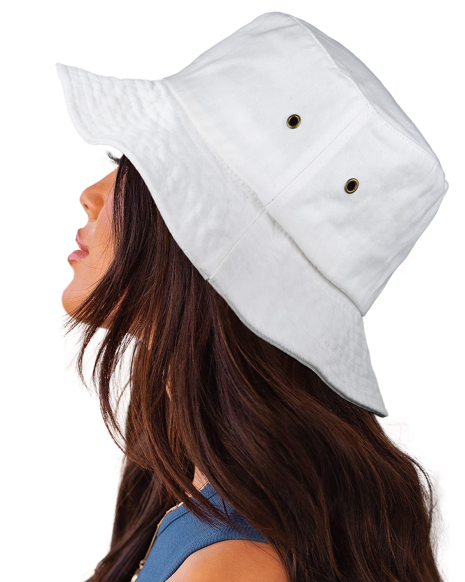 Wide Brim Hiking Fishing Safari Boonie Bucket Hats 100% Cotton UV Sun  Protection For Men Women Outdoor Activities L/XL Dark Brown 