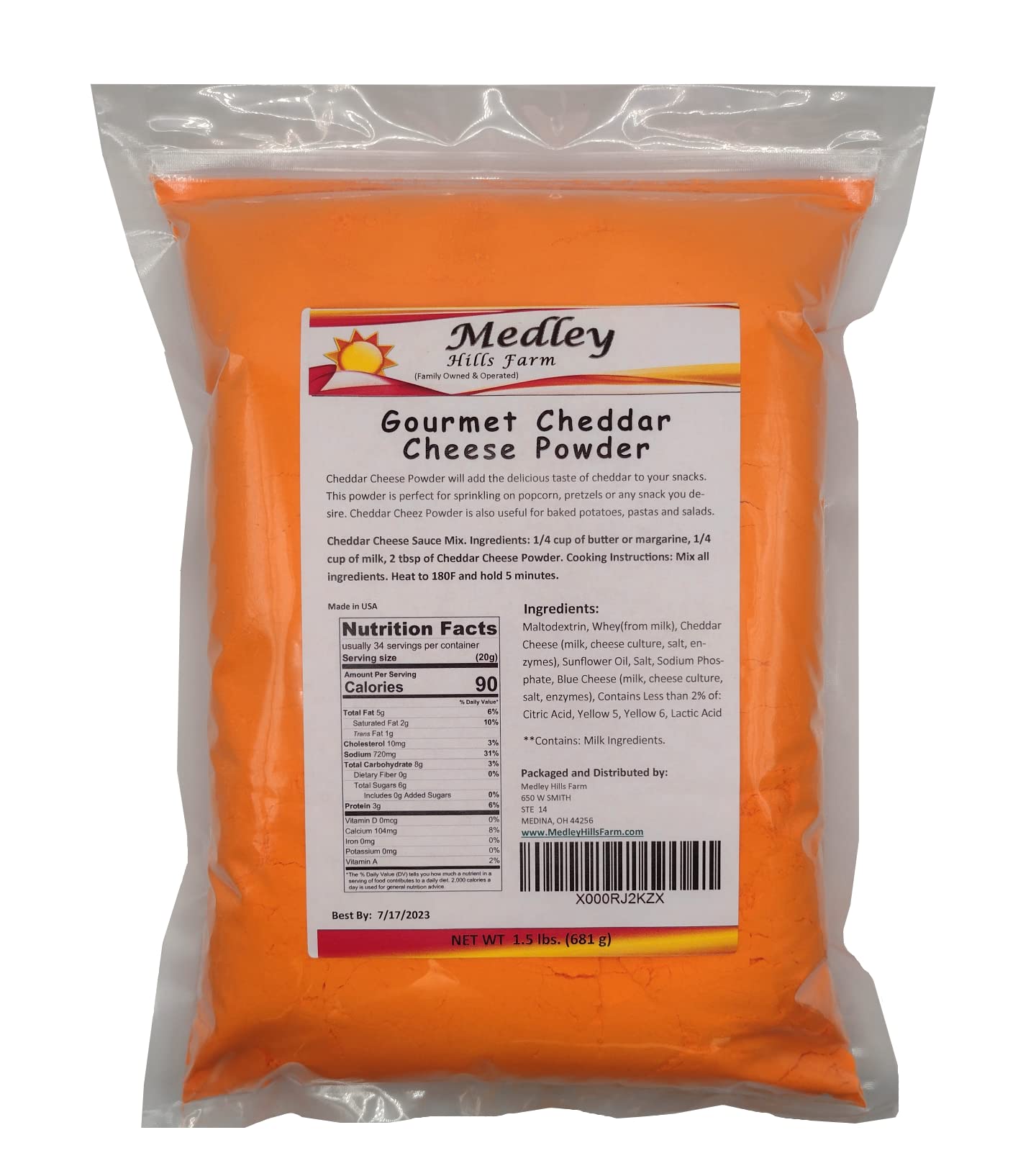 Gourmet Cheddar Cheese Powder 1.5 lbs by Medley Hills Farm