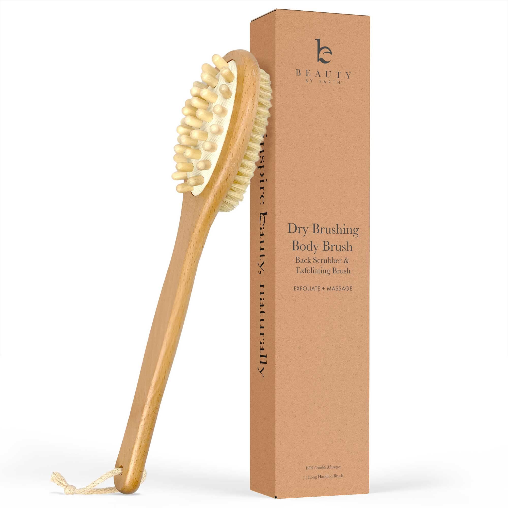 Dry Brushing Body Exfoliating Brush - Natural Bristle Anti