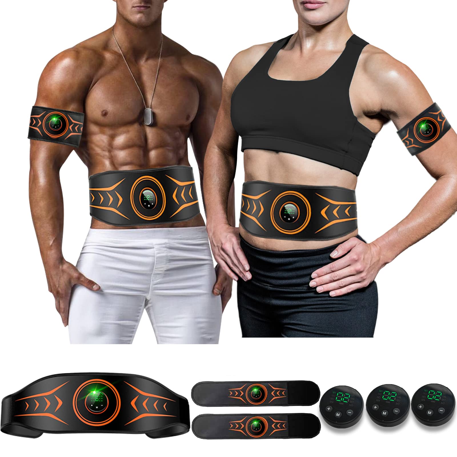 ABS Stimulator,Triple Channel LCD Screen abdominal Toning Belt with 10  Modes 20 Intensity Levels EMS Muscle Toning Belt for Men and Women Exercise