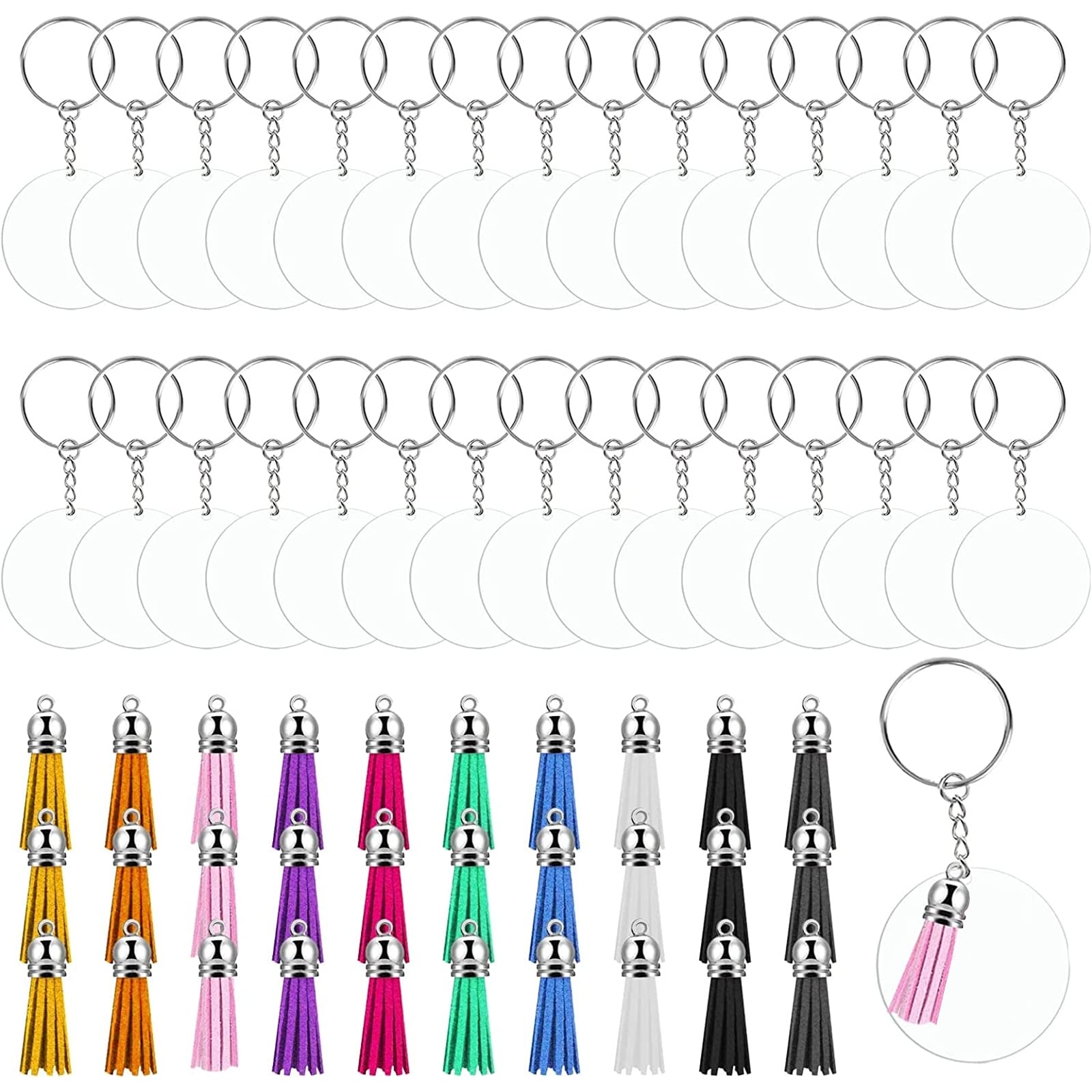 BigOtters Acrylic Keychain Blanks 120PCS Clear Keychains Blank