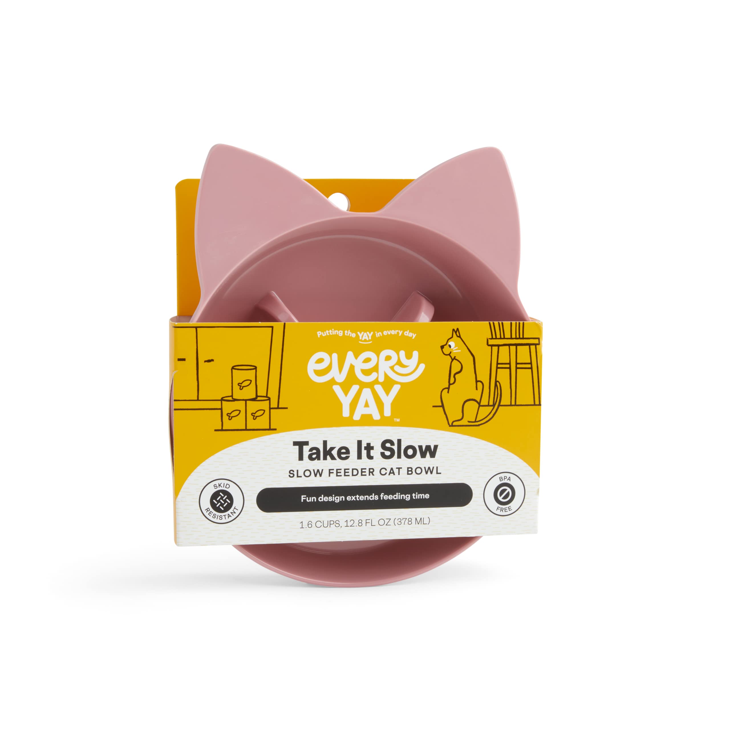 EveryYay Take it Slow White Slow Feeder Pet Bowl, 2.5 Cups