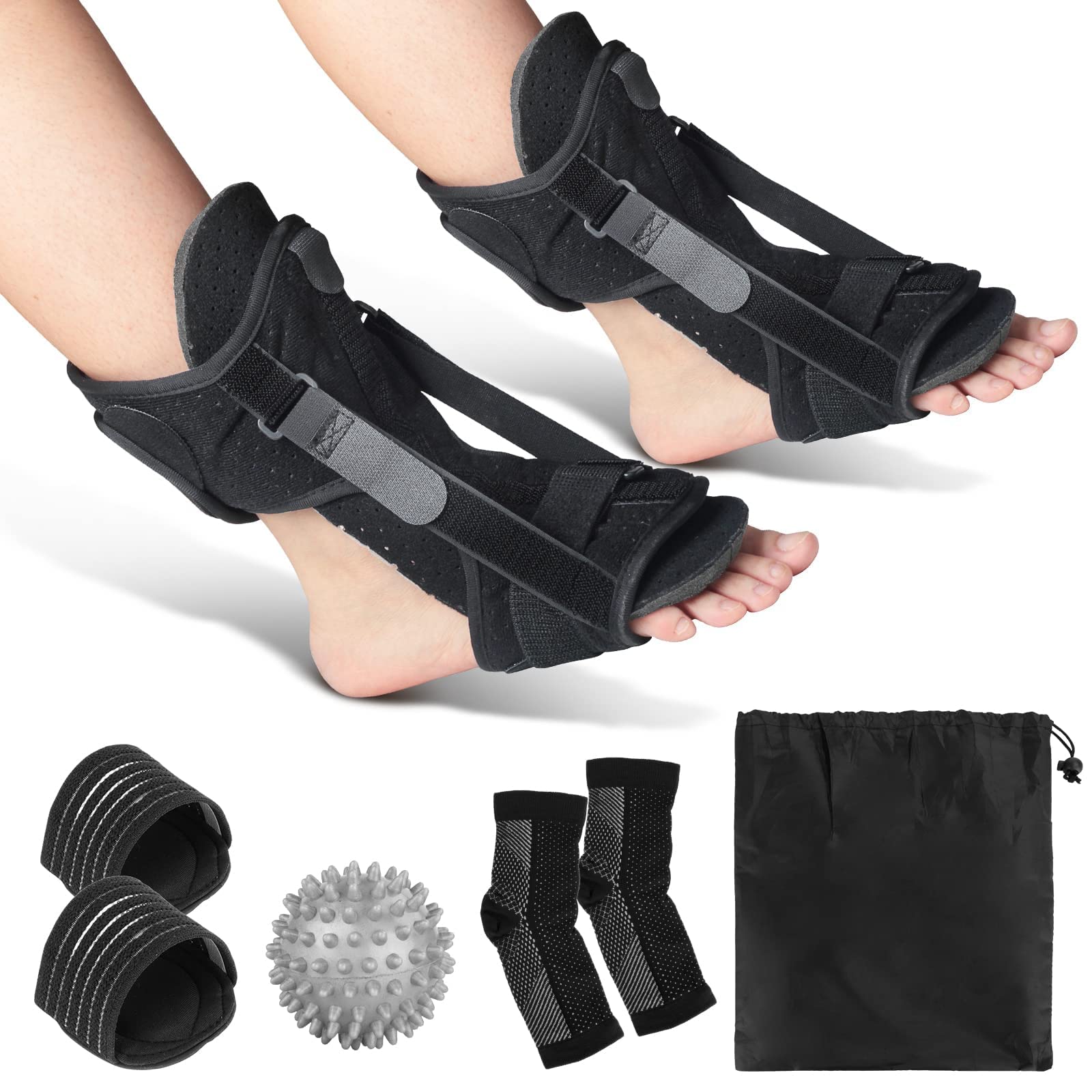 Vsehipl Plantar Fasciitis Night Splint 2 Pack 2023 NEW Upgraded Night  Splint Adjustable Elastic Dorsal for Women & Men Plantar Fasciitis Relief  Brace for Achilles Tendonitis and Foot Drops One Size