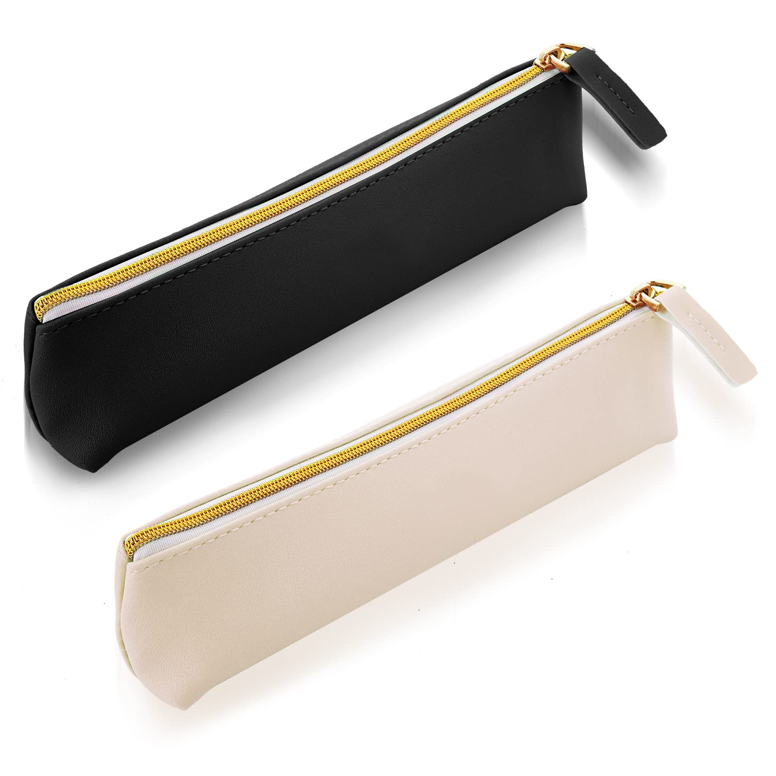 TIESOME Leather Pen Pencil Case 2PCS Cute Slim Pen Bag Small Pencil Pouch  Lovely Stationery Bag