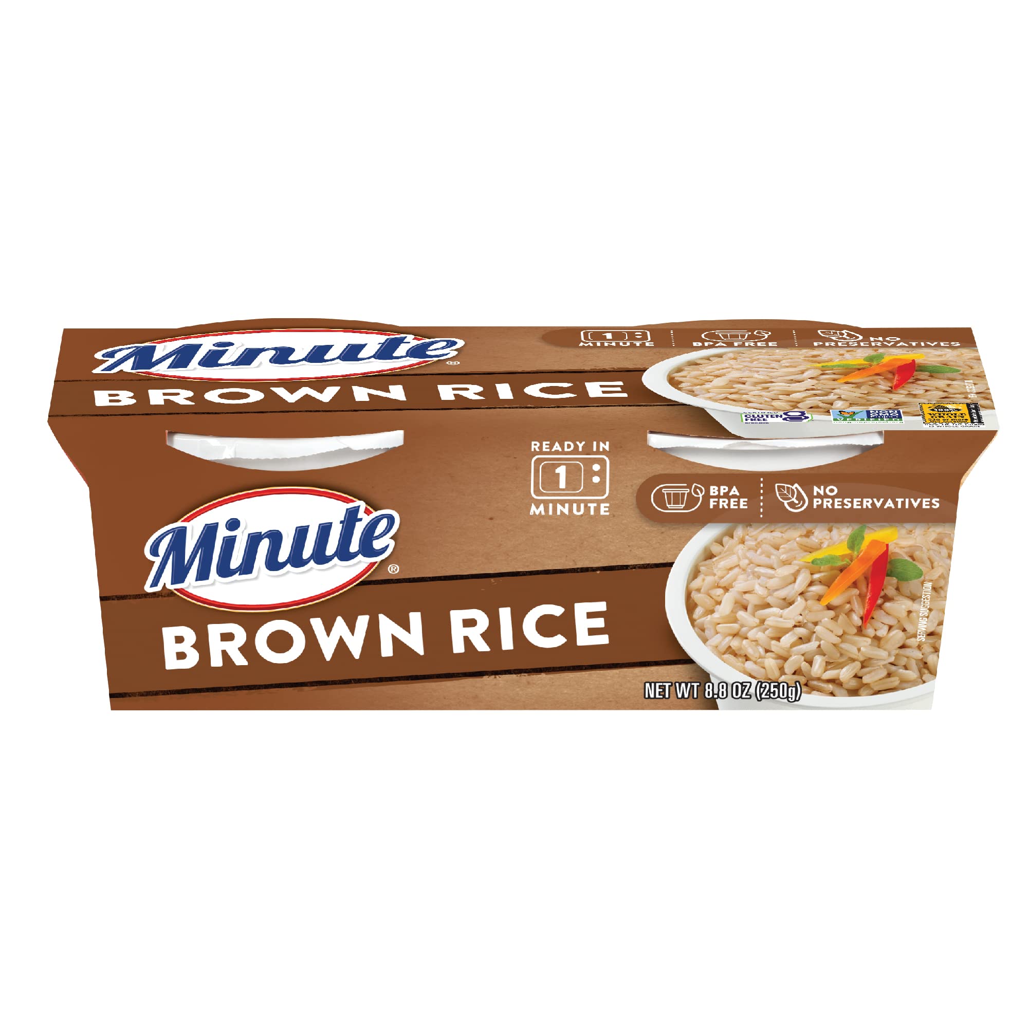 Minute RTS Brown Rice, 2-4.4 Ounce Cups (Pack of 8)