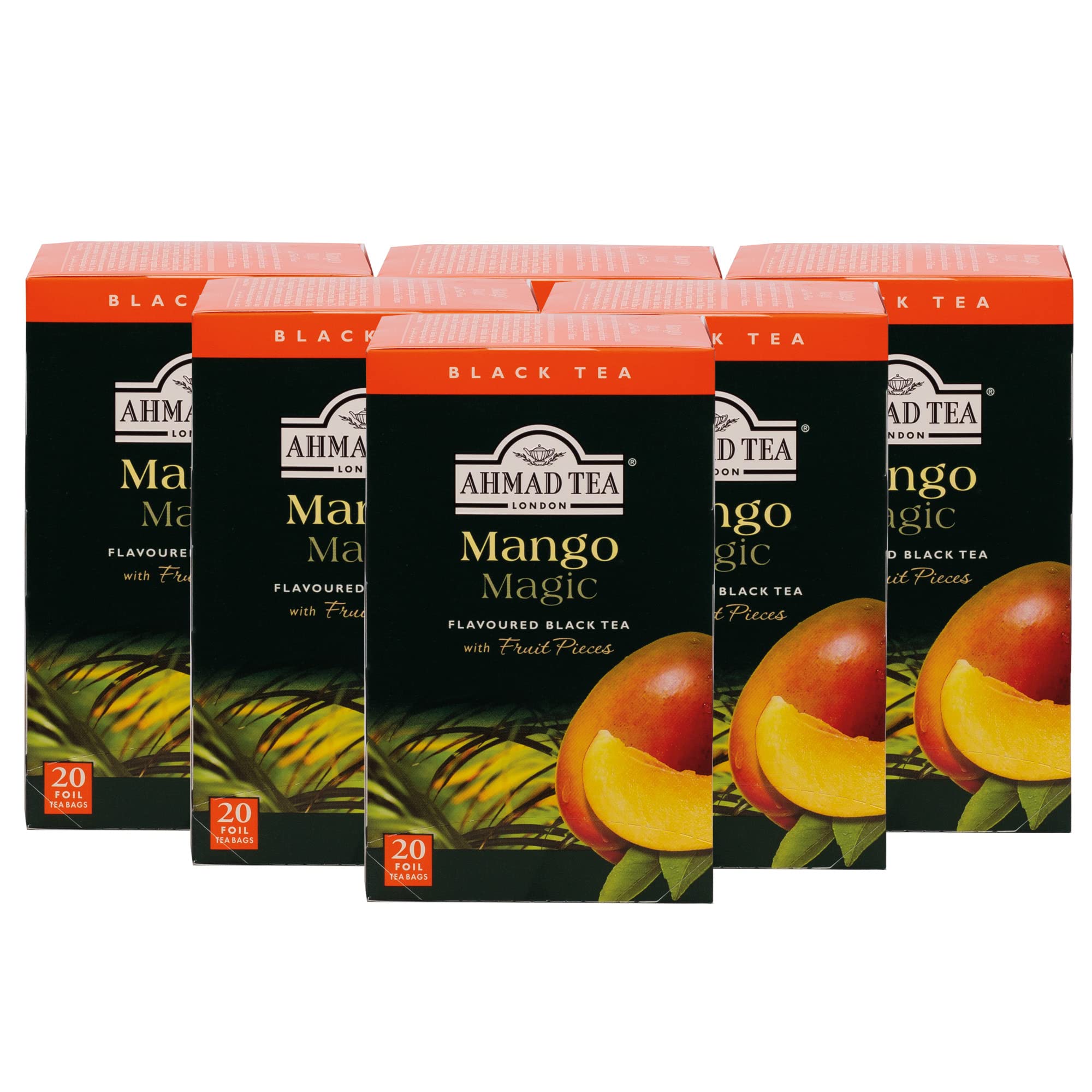 Ahmad Tea Mango Magic Black Tea Bags, 120 Ct (6 Boxes of 20) 