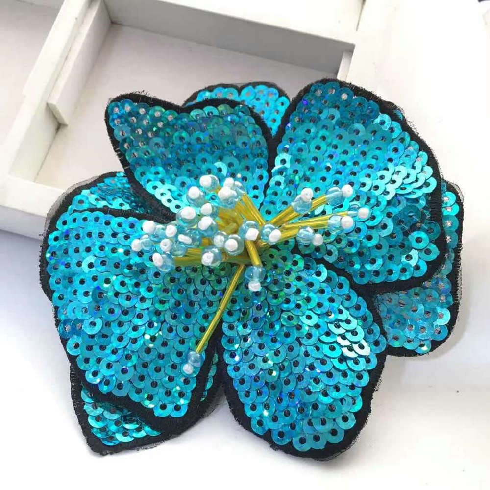 Fashion DIY Flower beaded Collar patches for clothes rhinestone appliques  for clothing DIY sew on parches Embroidery appliques
