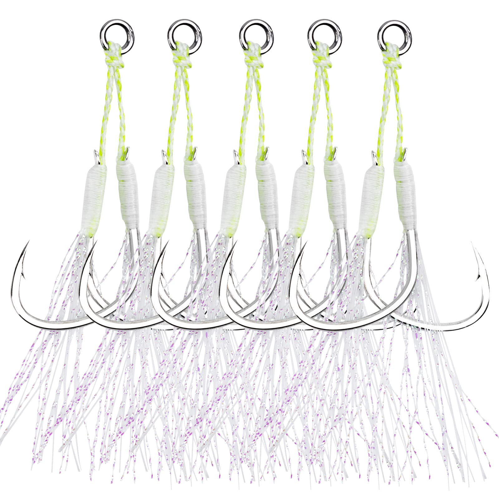 Stainless Steel Assist Hooks Jigging Fishing Hook with PE Line 1/0