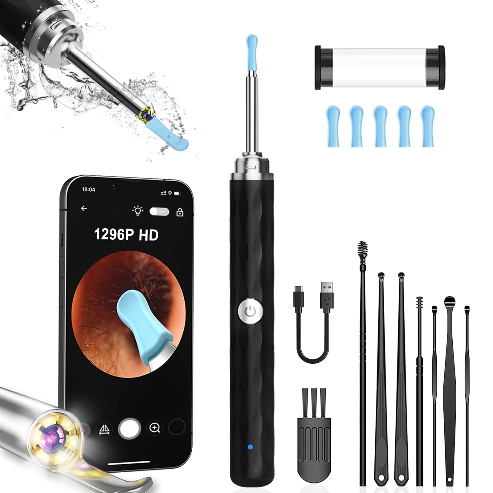 For US, Ear Wax Removal Camera, Ear Cleaner 1296P HD Camera, Ear