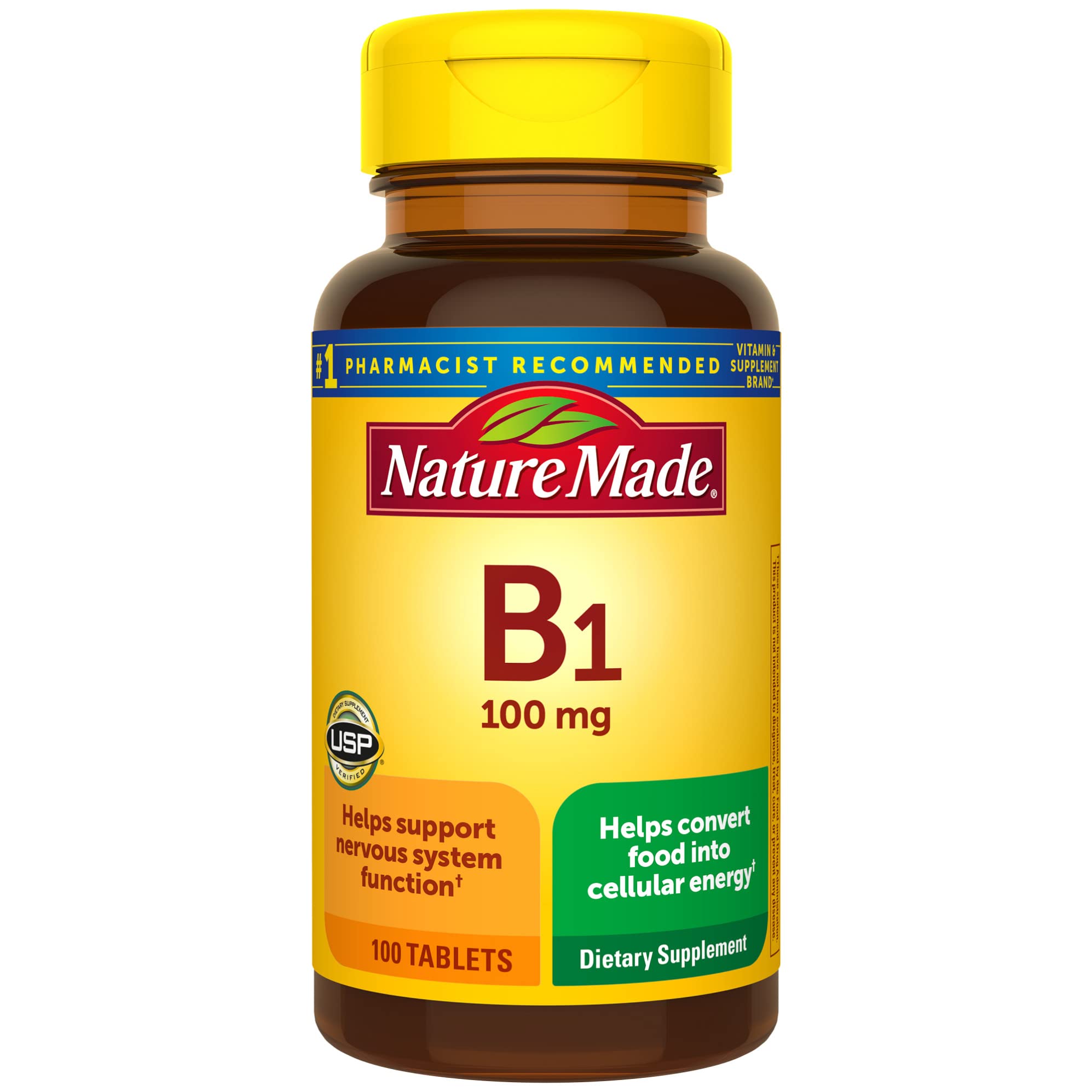 Nature Made Vitamin B1 100 mg, Dietary Supplement for Energy Metabolism  Support, 100 Tablets, 100 Day Supply