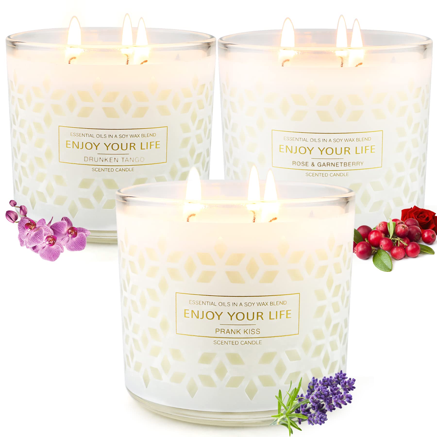 Candles for Home Scented,3 Wick Aromatherapy Large Jar Candles,125
