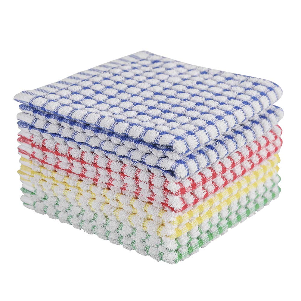 100% Cotton Dish Rags Tidy Dish Cloths Bulk Dish Towels, Set of 8 Kitchen