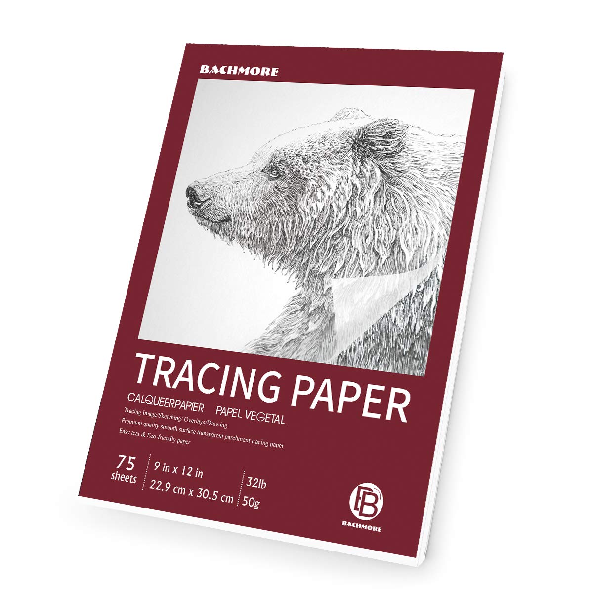 BAZIC Tracing Paper Pad 30 Sheets 9x12 White Translucent Trace