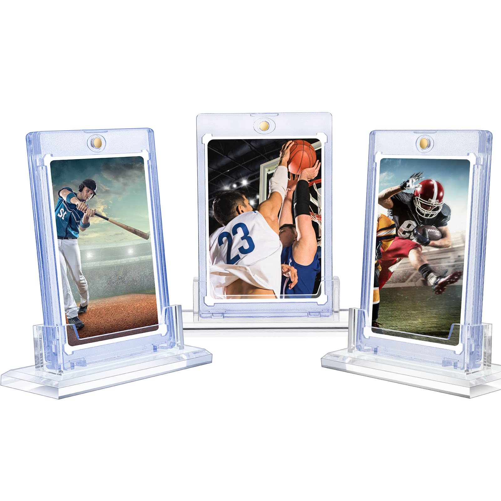 Card Protectors Magnetic Card Holder Plastic Card Sleeves Hard Plastic  Trading Card Case Transparent Blue Cards Sleeves for Standard Cards Sports