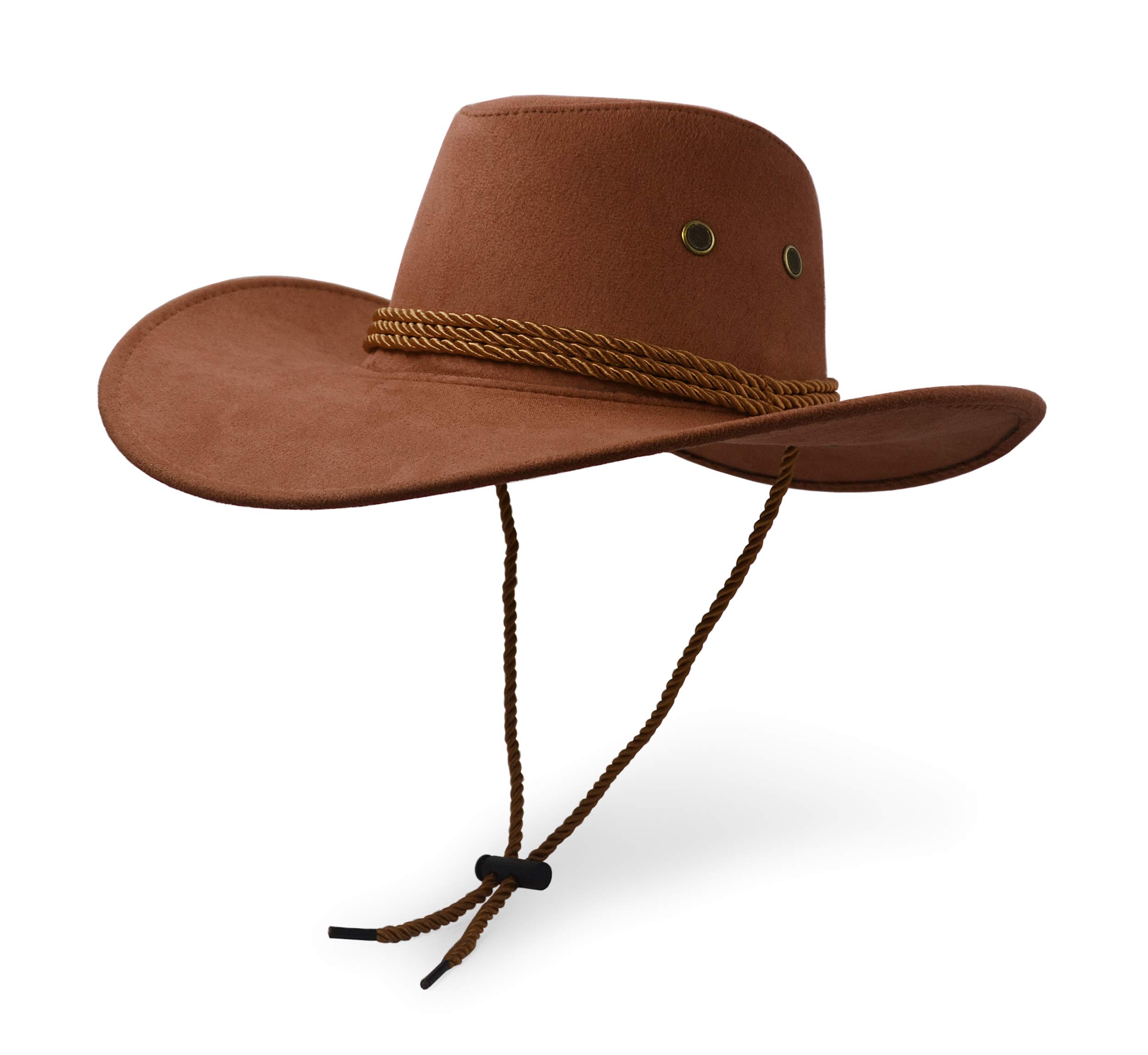 Cowboy Hat, Sun Hat Faux Felt Leather Suede Travel Cap Western Hat Outdoor  Sun Protect Brown