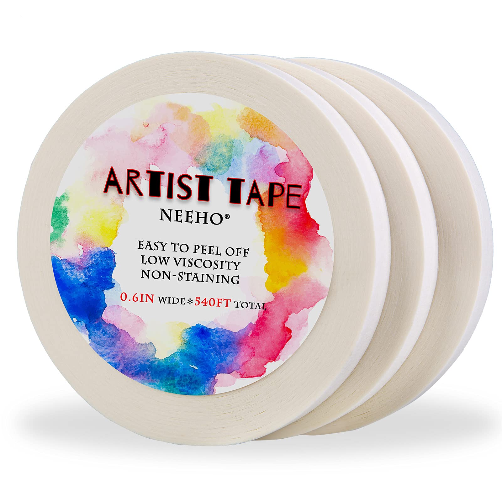 3 Packs Artist Tape 1 inch Masking Tape White Drafting Tape White