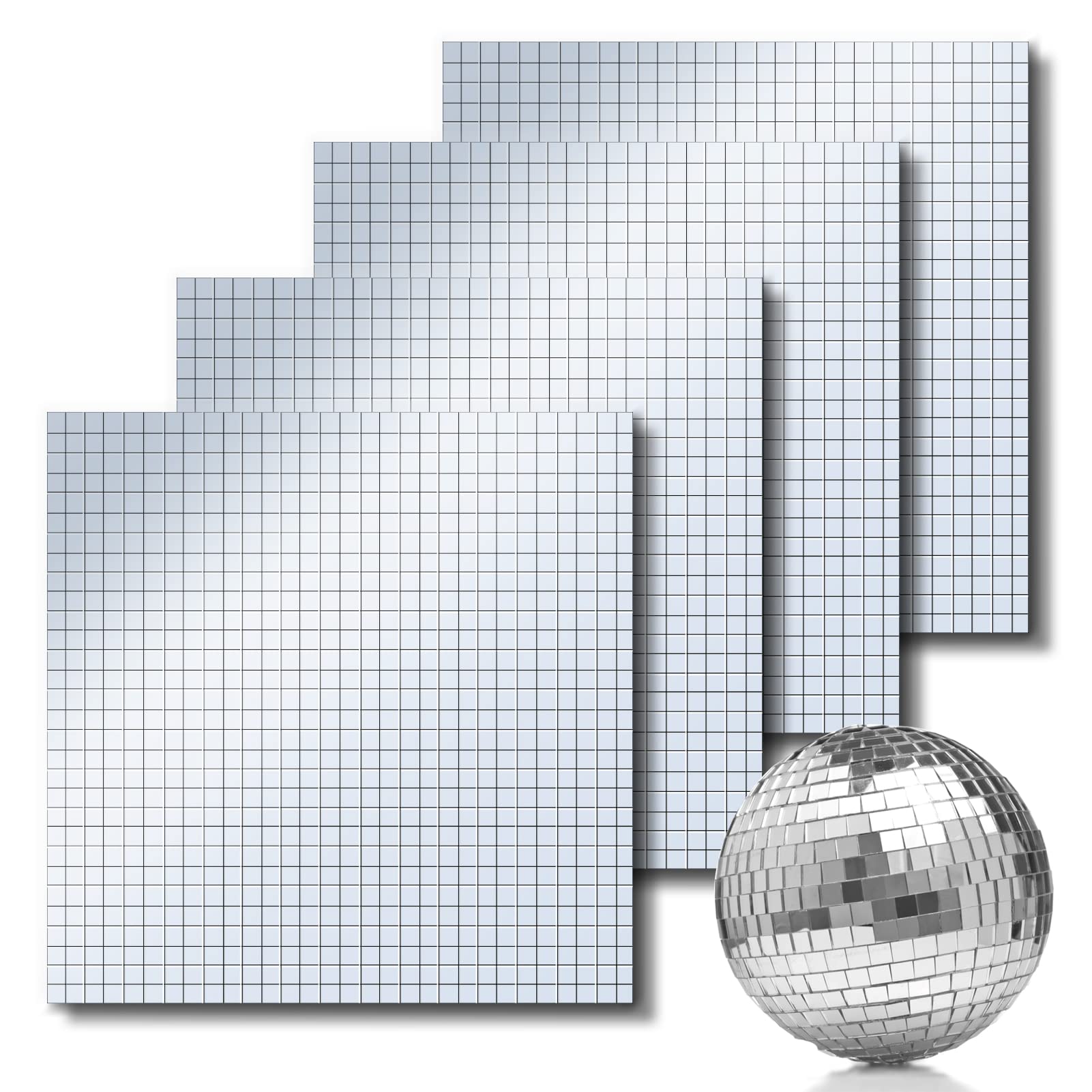 3600 Pieces Mirrors Mosaic Tiles Disco Ball Mirror Tiles Self-Adhesive Real  Squa