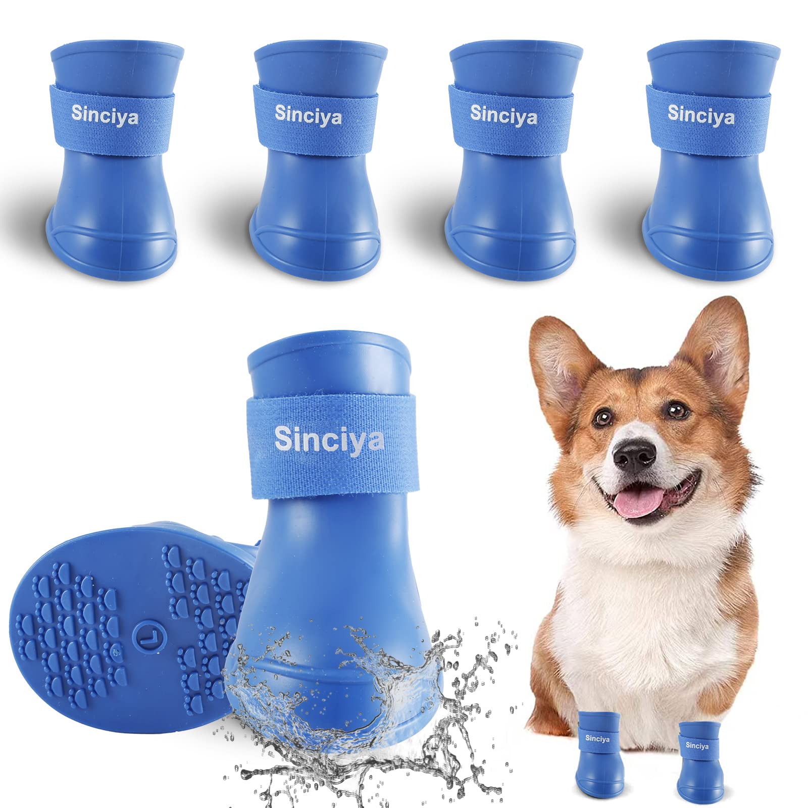 Waterproof Rubber Dog Shoes Anti-slip Dog Rain Boots Booties