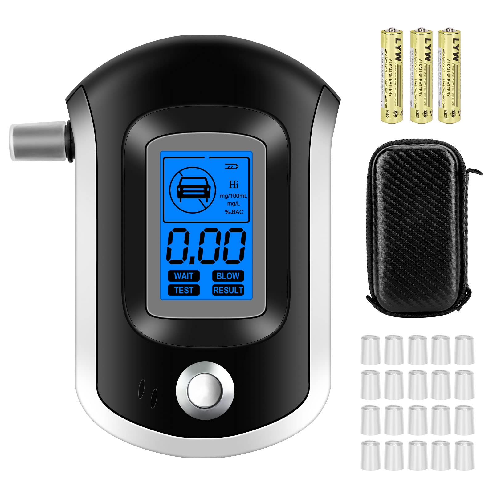 Professional Alcohol Tester with Digital Blue LCDDisplay High Precisions  Alcohol Meter Accurate Promille Meter for Home