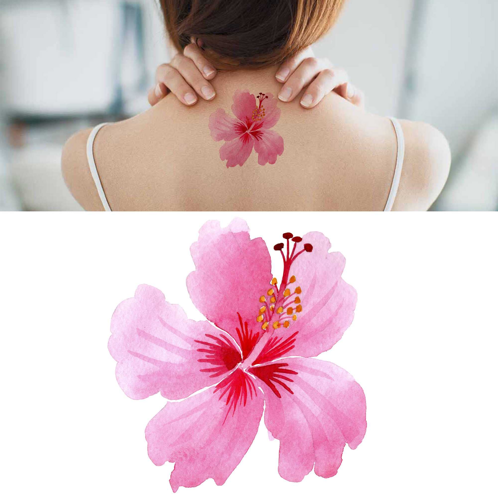 Amazon.com : Tatodays 2x Sheets large temporary tattoo large watercolor  hawaiian blue flower hibiscus for women teens kids thigh forearm realistic  large temp tatto luau party : Beauty & Personal Care