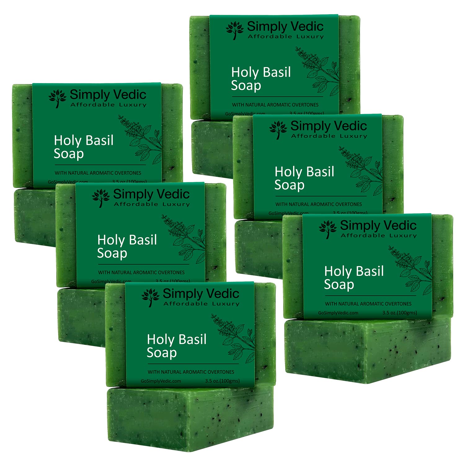 Simply Vedic 6 Pack Holy Basil Tulsi Soap Bar For Body Hand Face