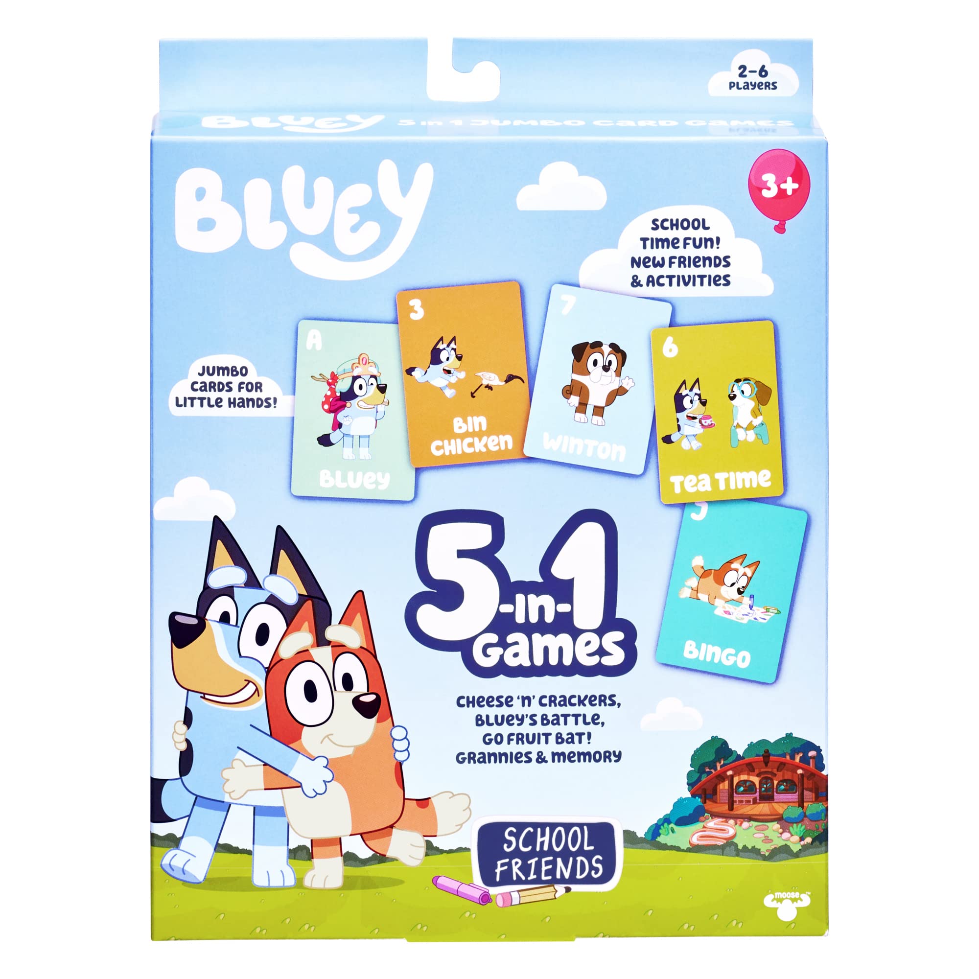 Bluey 5-in-1 , 5 Favorite Card Games in The One Pack and her School Friends,  Multicolor (17375)