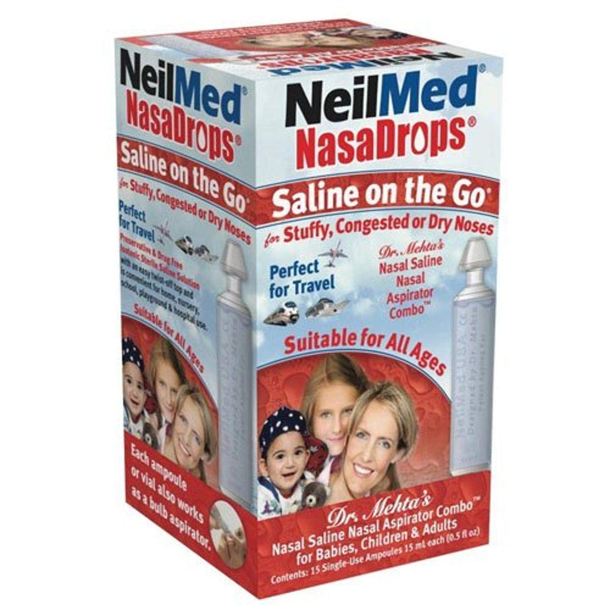 NeilMed Naspira Nasal Saline, Sterile, Ampoules - 12 pack, 0.034 fl oz ampoules