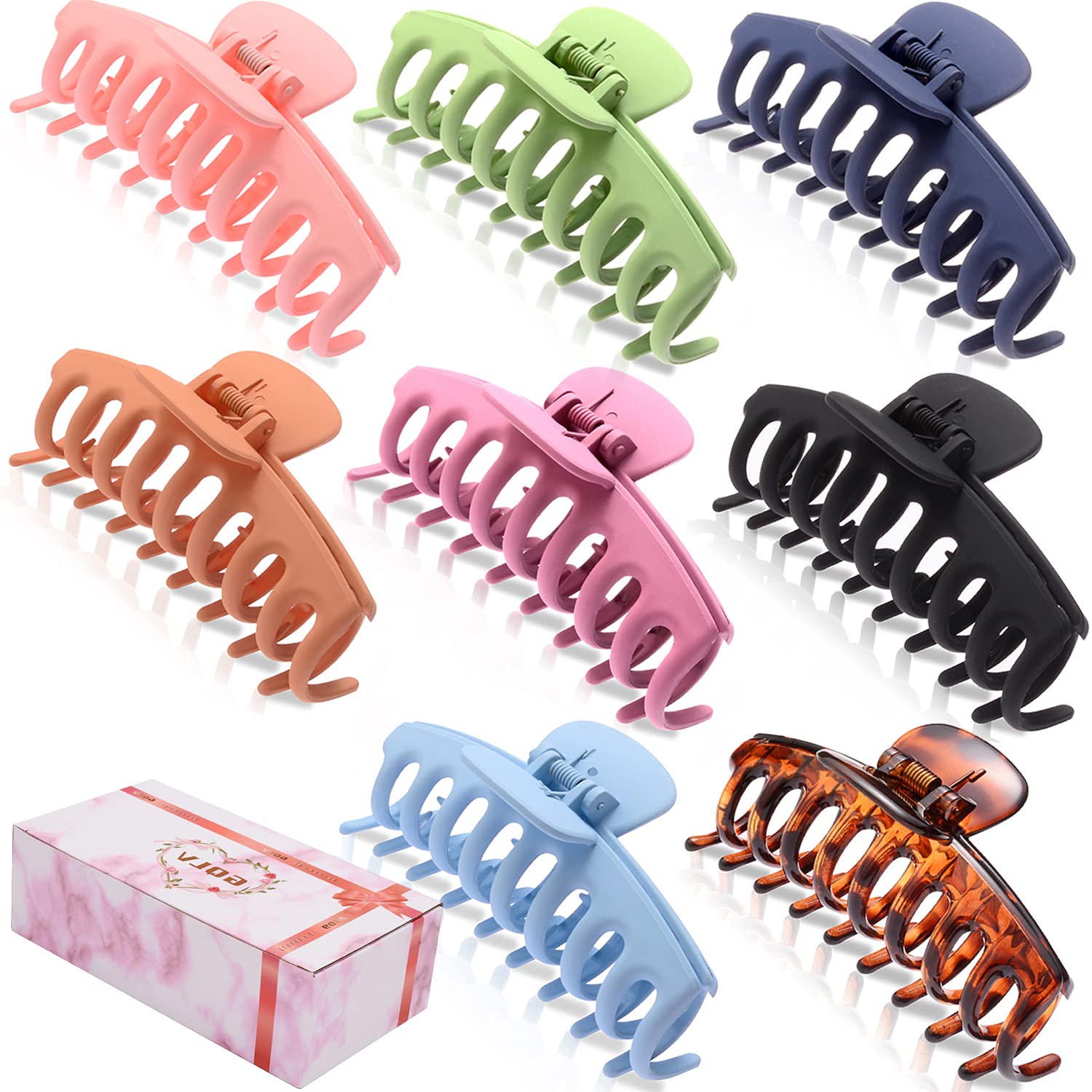 GQLV 8 PCS Large Hair Claw Clips for Women,4.4 Inch Big Banana Hair Clips  for Thick Hair/Thin Hair,Nonslip Jaw Hair Clips,Butterfly Hair Clips ,Hair  Barrettes ,Fashion Accessories for Girls A-8pcs colorful