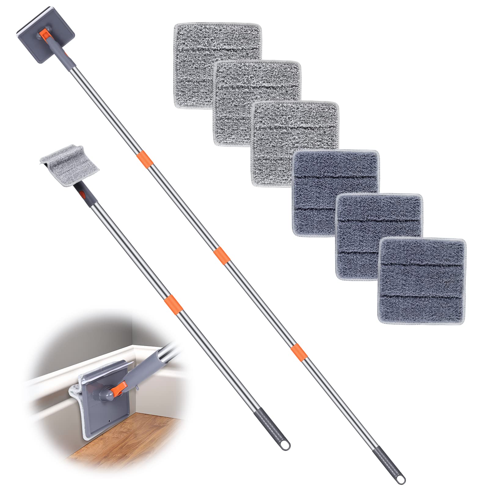 Baseboard Cleaner Tool with Long Handle - ROKOXIN Cleaning Tools Mop for  Baseboard Molding Duster, Ceiling Wall