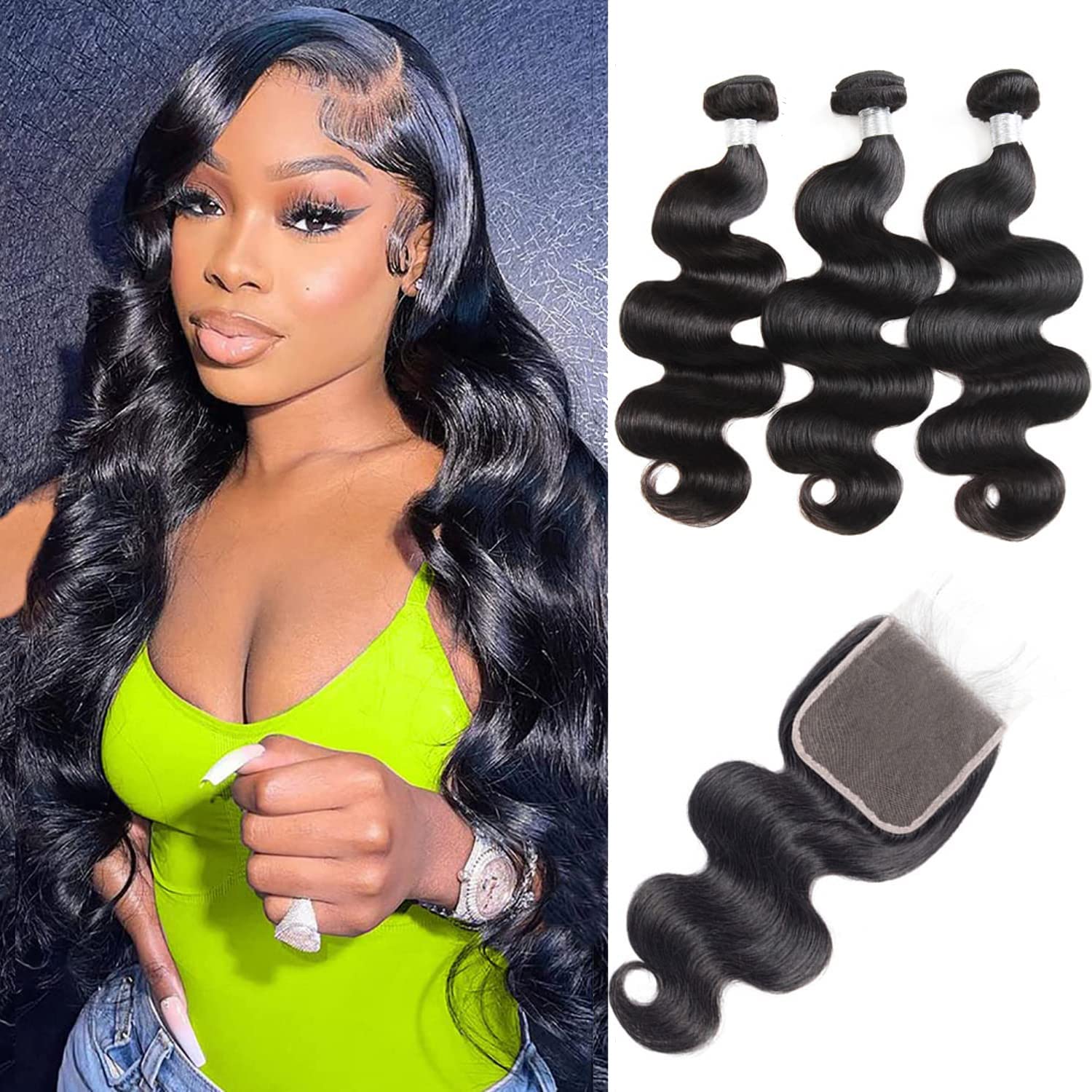 Lace Closure 5x5 With Straight Weave Hair Bundle Deals Virgin Hair