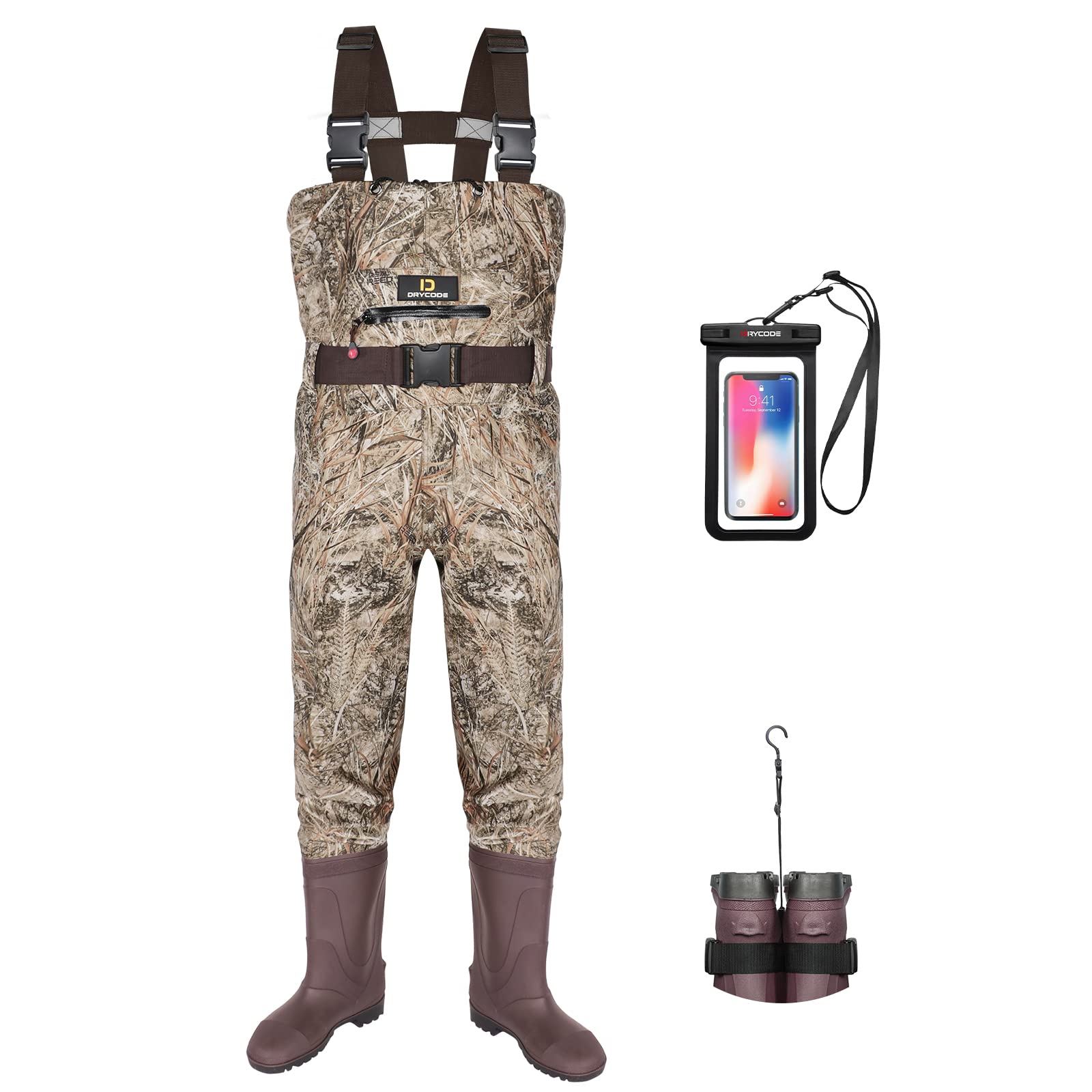 DRYCODE Waders for Men, Chest Waders for Men with Boots Waterproof, 2-Ply  Nylon/PVC Women's Duck Hunting Waders for Fishing M10/W12 Camo