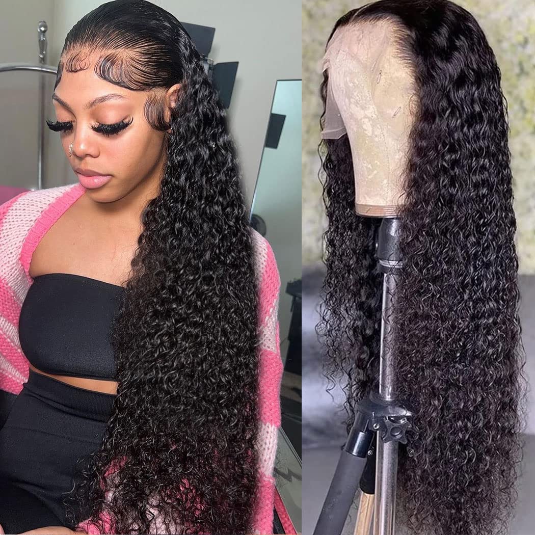 Water Wave HD Lace Front Wigs Human Hair wigs for black Women 24 inch  Transparen
