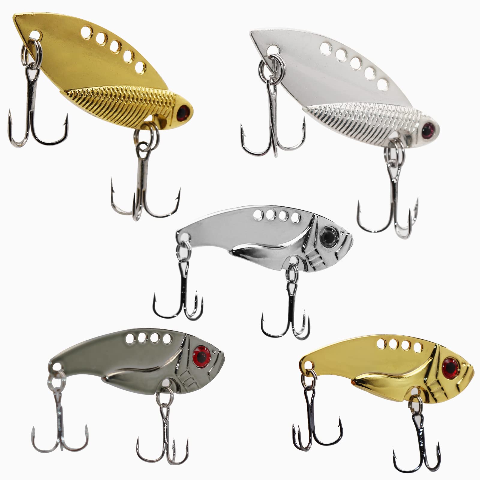  Qushy Blade Bait Fishing Lures for Freshwater Saltwater  Fishing Spoons Metal Hard Lure Vibrating Baits for Walleye Bass  Trout,5PCS/Box : Sports & Outdoors