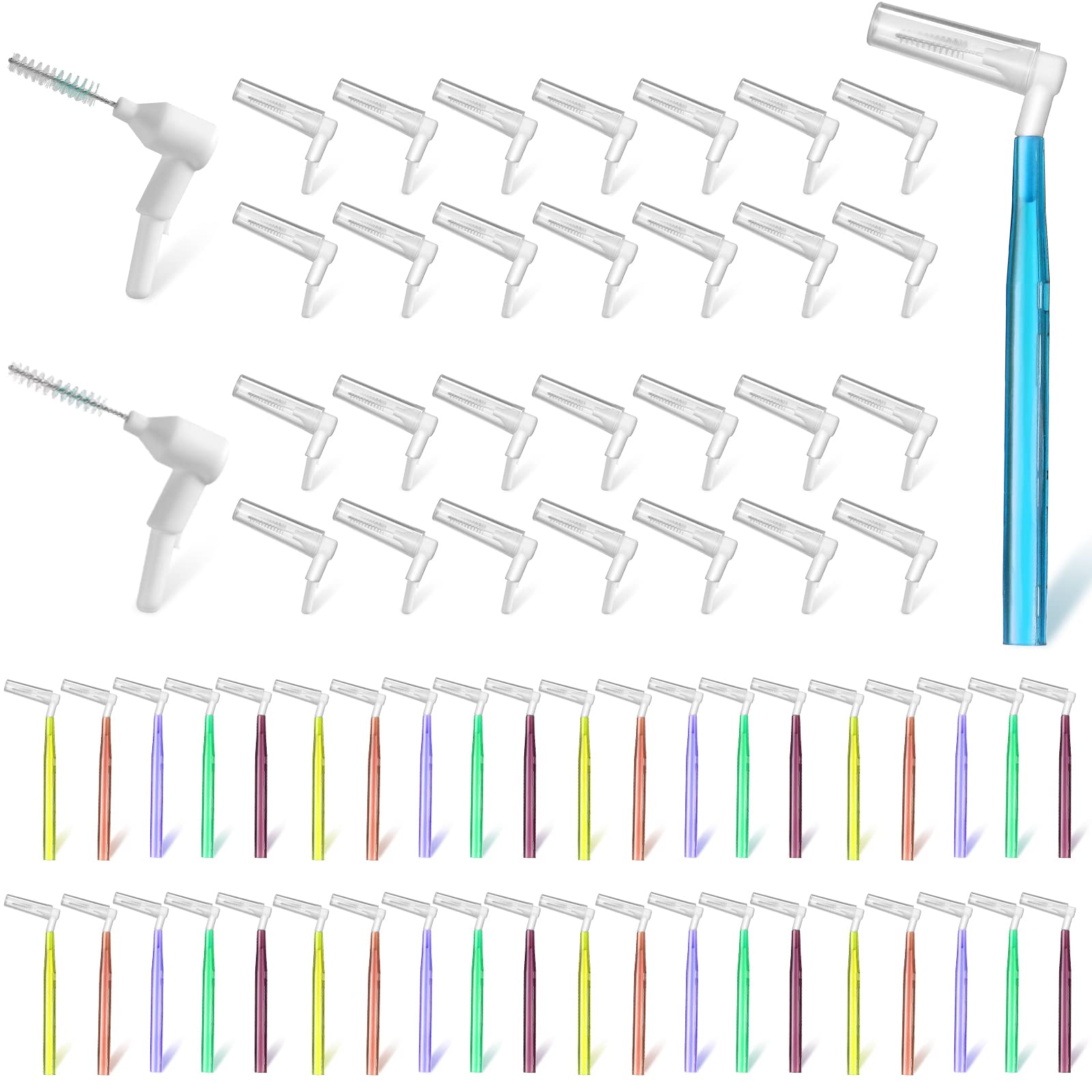  100 Pieces Braces Brush for Cleaner Interdental Brush Toothpick  Dental Flossing Head Oral Hygiene Flosser Tooth Cleaning Tool (Light Blue,  Yellow, Gray, Purple) : Health & Household