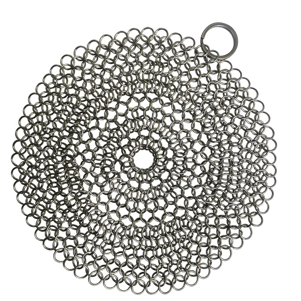 Stainless Steel Chainmail Scrubber for Pre-Seasoned Cast Iron
