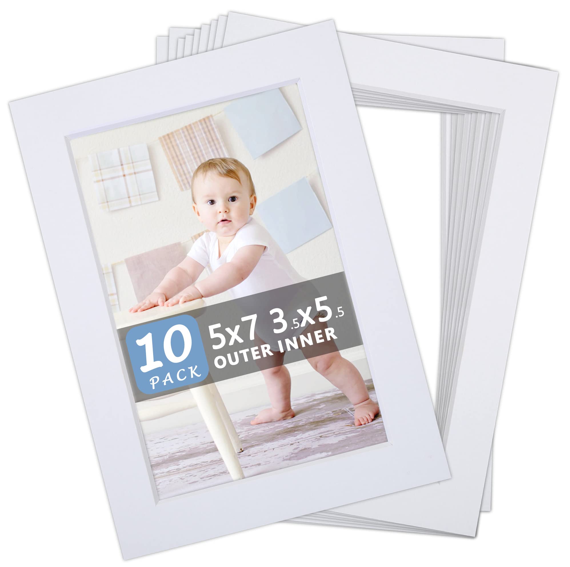 5x7 Mat for 8x10 Frame - Precut Mat Board Acid-Free White 5x7 Photo Matte  Made to Fit a 8x10 Review 