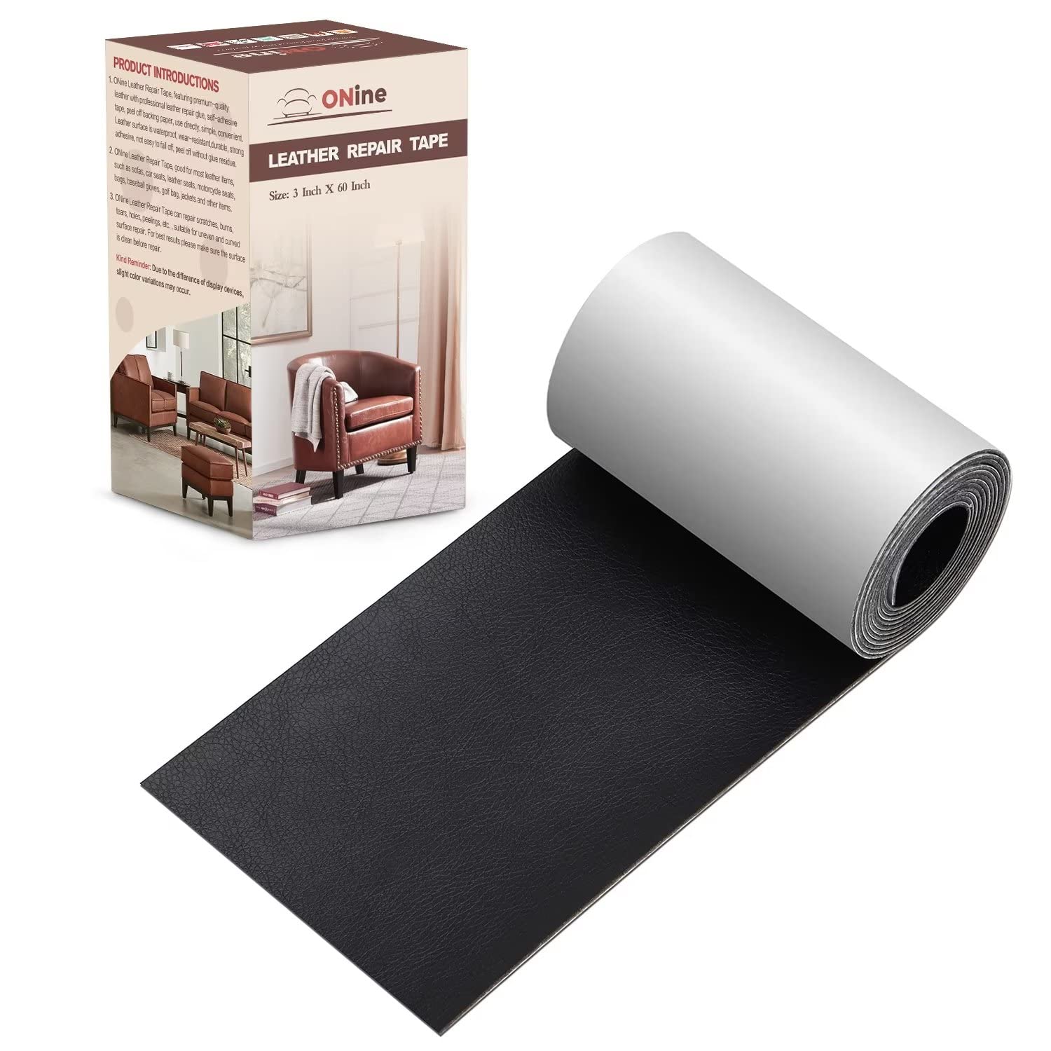 Sofa Leather Repair Patch Tape 15x60 Inch Large Self Adhesive Leather Sofa,  Car Seat, Leather Furniture, Vinyl Repair Patch Kit (15x60 Inch, Brownish