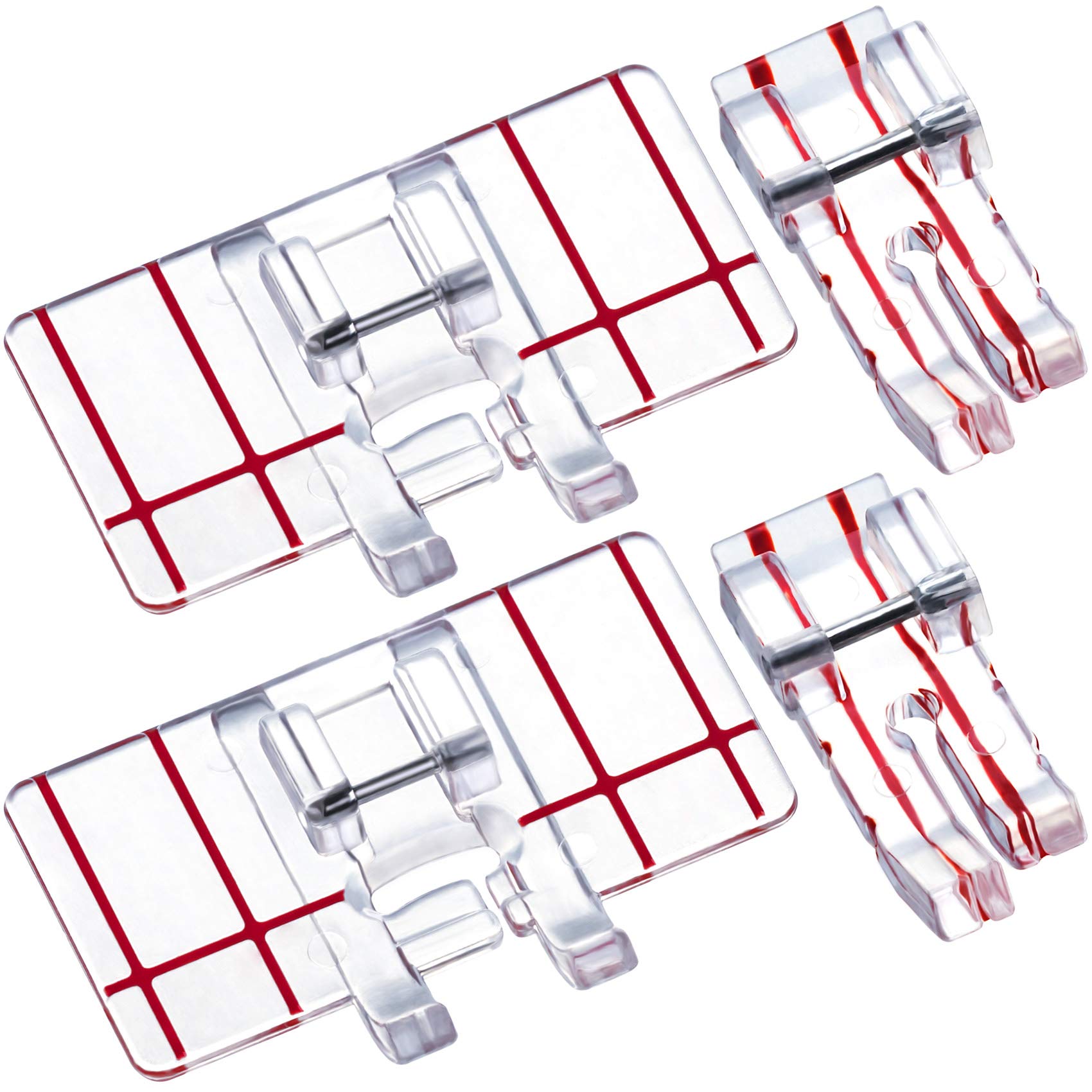 PAGOW 4PCS 1/4 (Quarter Inch) Sewing Machine Presser Foot, Brother Sewing  Machine Accessories Fit for Singer, Babylock, Household Low Shank Sewing  Machine (2 Style) 4 Pieces, White+red