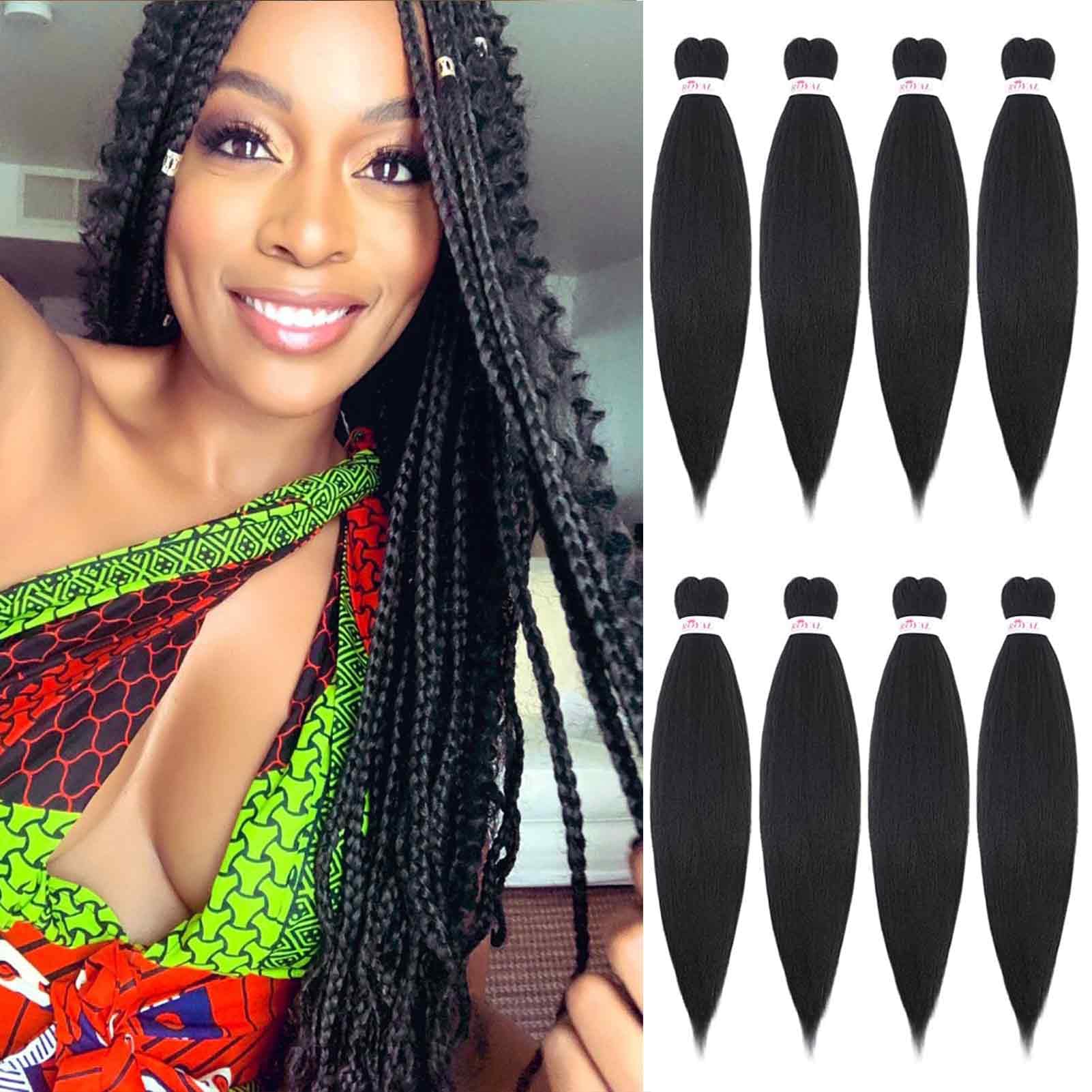 Hair Plus Me Pre Stretched Knotless Braiding Hair 26 inch (Pack of 8) / 1B/27