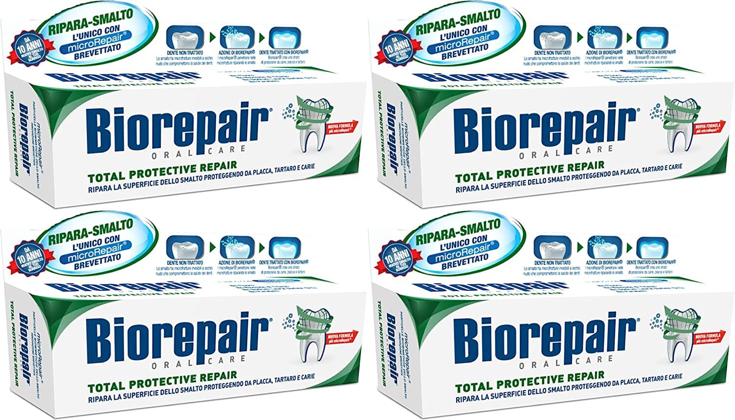 Biorepair: Total Protective Repair Toothpaste with microRepair New Formula  - 2.5 Fluid Ounce (75ml) Tubes (Pack of