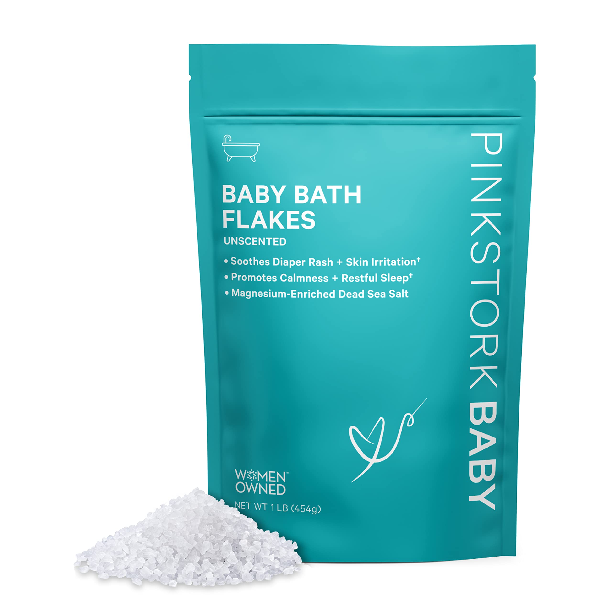 Pink Stork Baby Bath Flakes: Fragrance-Free Bath Salts & Soak for Kids, Newborn  Baby Essentials, Infant & Toddler Bath Time, Soothes Diaper Rash, Support  Skin Moisture, Women-Owned, 16 oz