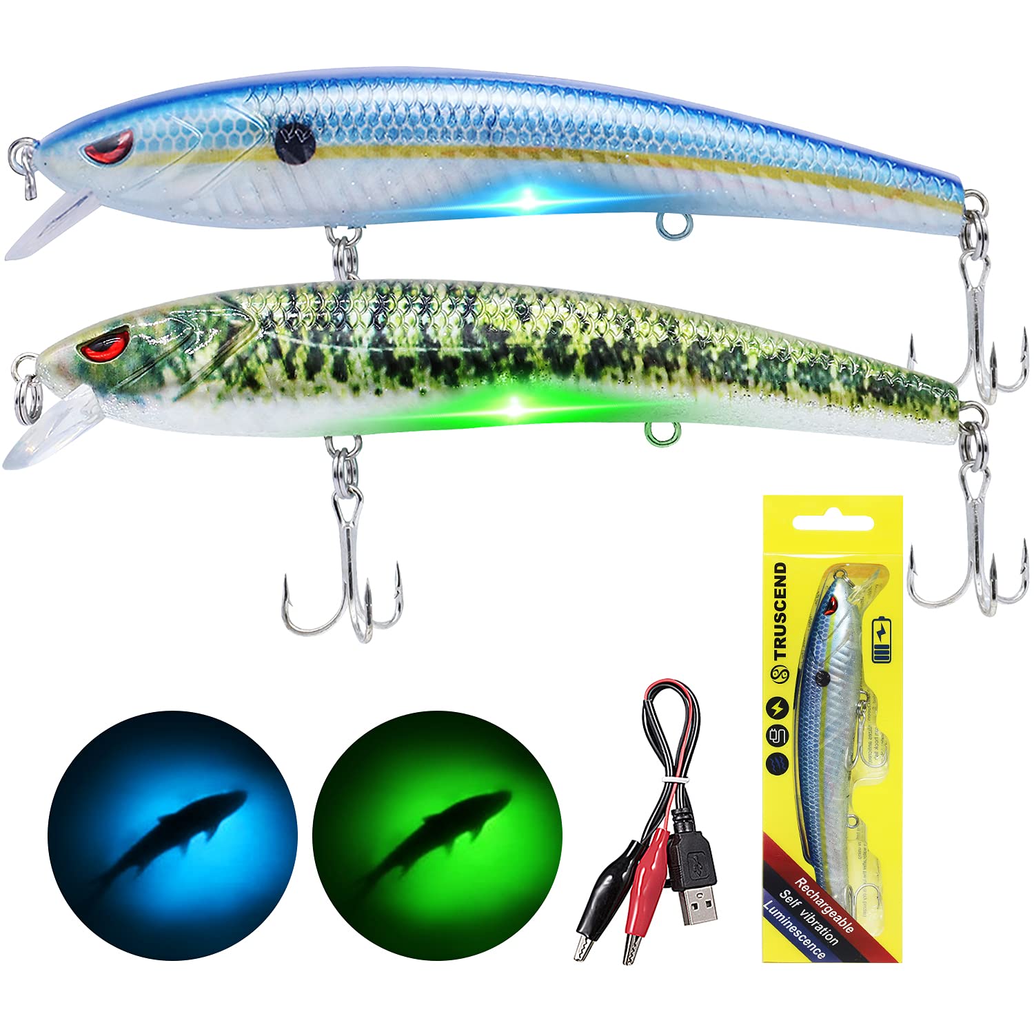 Fishing Lures Bass Lures Artificial Bait USB Rechargeable LED Vibrate  Sinking Lure for Bass Trout Pike Perch