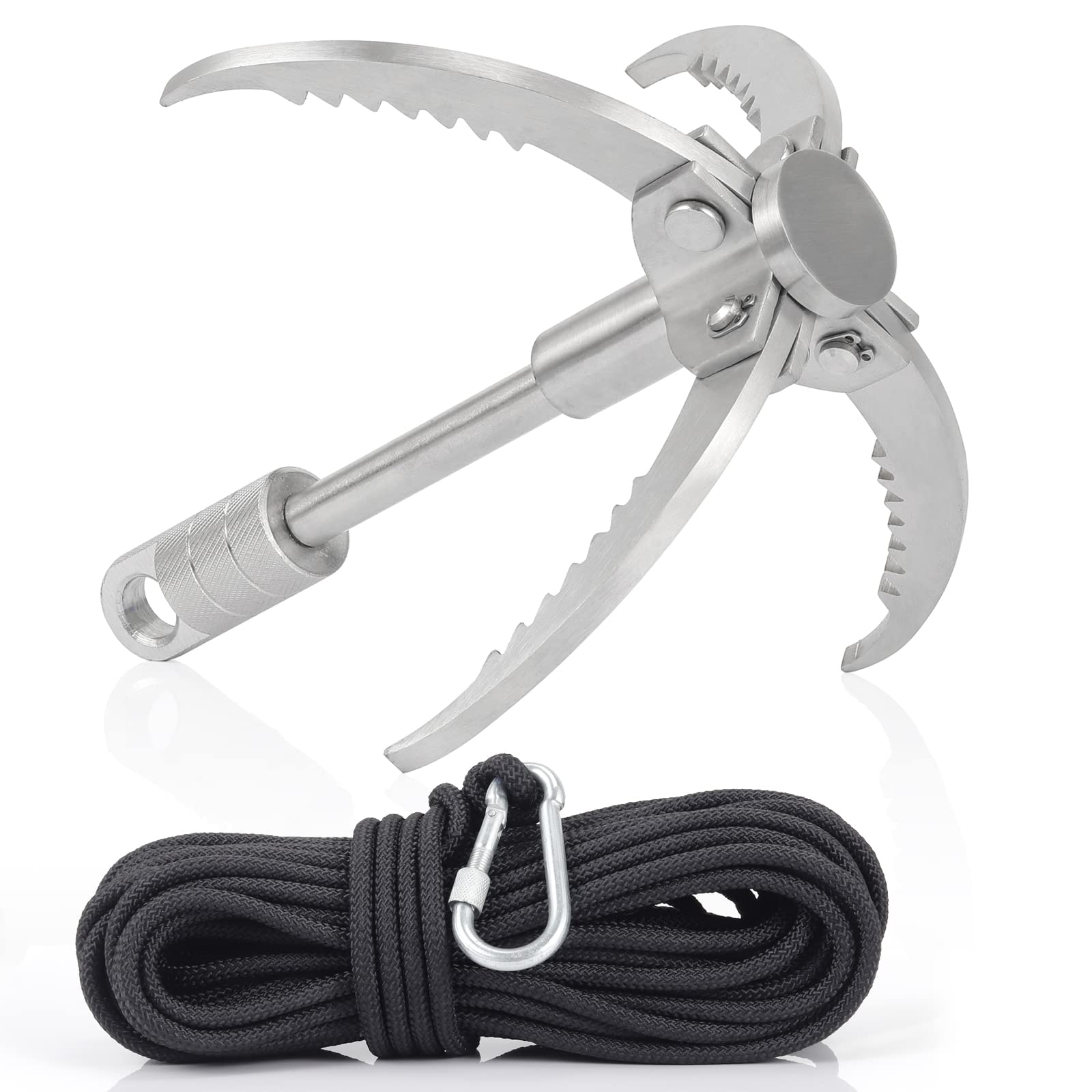 12 Heavy Duty Stainless Steel 316 Grappling Hook with 4-Claw Stainless  Steel Climbing Hooks for Anchor Retrieving, Outdoor Hiking, Tree Limb