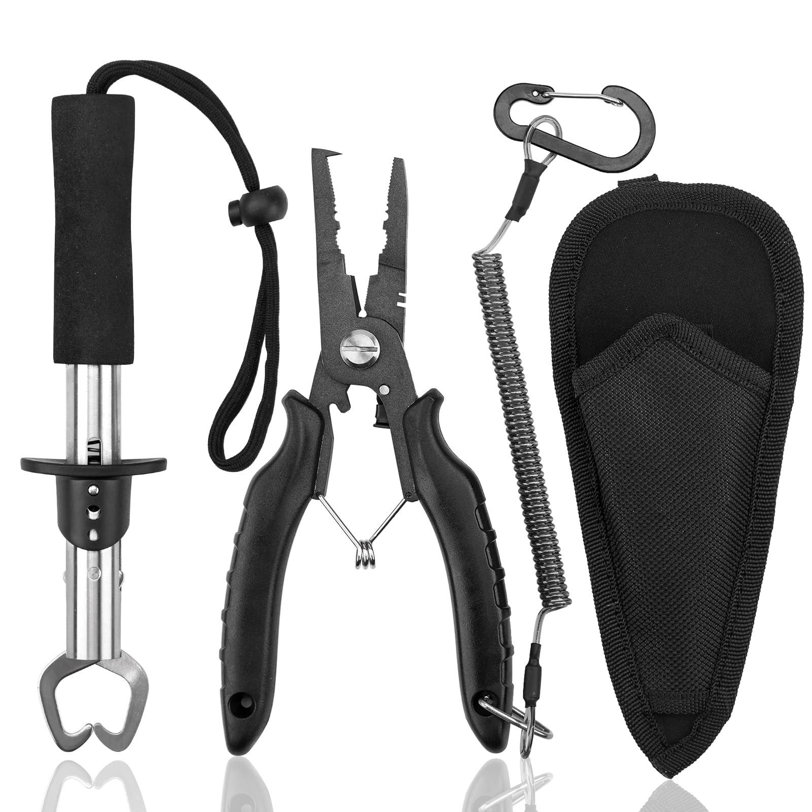 3PC Fishing Tools Kit, Fishing Pliers with Sheath, Hook Remover Tool, Fish  Lip Gripper, Saltwater Fishing Gear Equipment with Retractable Lanyard, Fly  Fishing Gifts for Men, Women, Fisherman - MossyOakKnivesShop