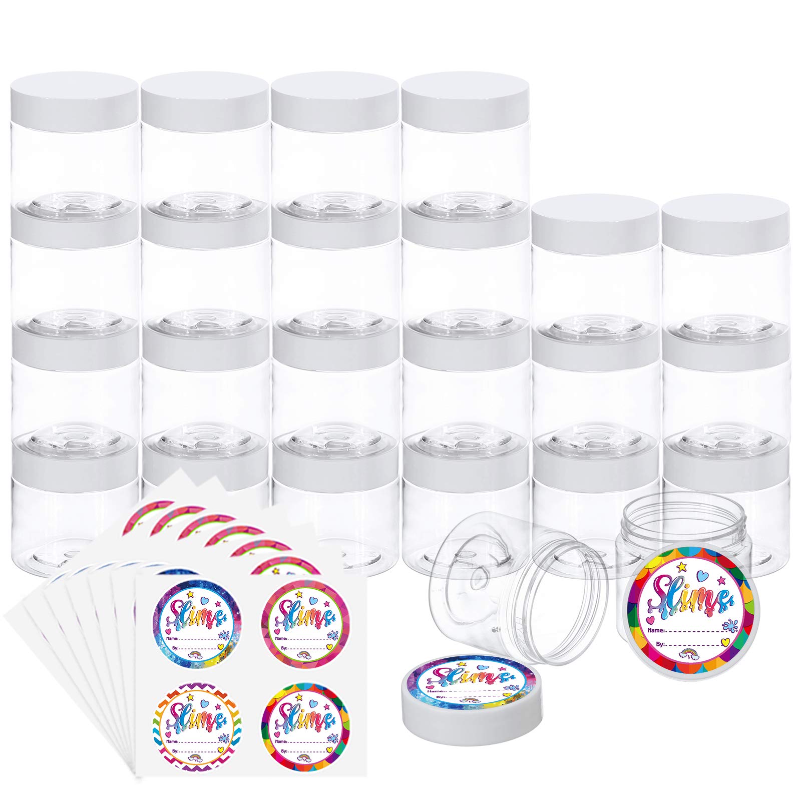 24 Pcs 8oz Slime Containers With Lids, Plastic Jars Containers For Slime  With White Water-Tight Lids And Stickers Mini Storage For DIY Slime Making,  C