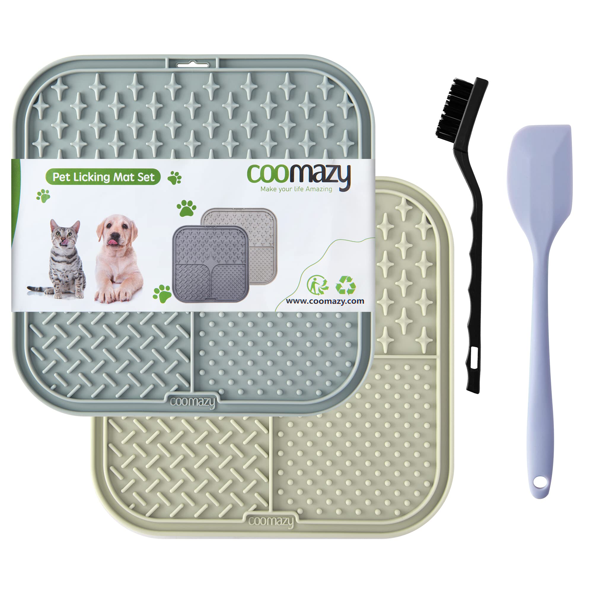 Coomazy Lick Mat for Dog and Cat, Slow Feeder & Non-Slip Design, Boredom  and Anxiety Reducer, Suitable for Food, Treats, Yogurt, Peanut Butter and