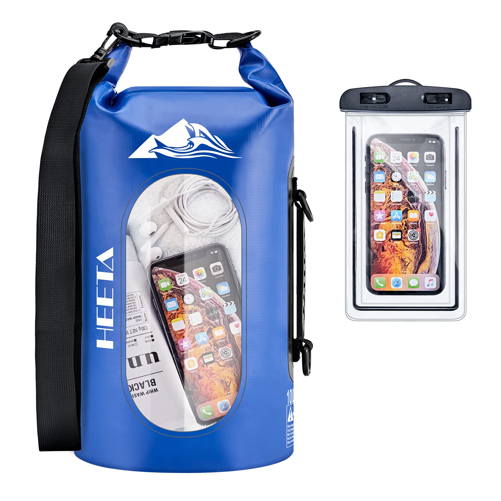 Pelican Marine IP68 Waterproof Dry Bag 5L - Roll Top Waterproof Backpack  w/Phone Case/Pouch - Boating & Kayak Accessories - Essentials for Camping